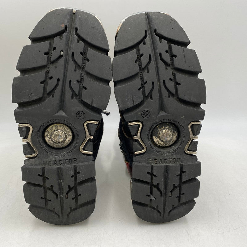 【現状渡し品】【メンズ】 NEW ROCK ニューロック SKULL FIRE PATTERN LEATHER BOOTS スカル ファイヤー パターン レザー ブーツ 靴 164-260616-as-02-izu サイズ：40 カラー：ブラック×レッド 万代Net店