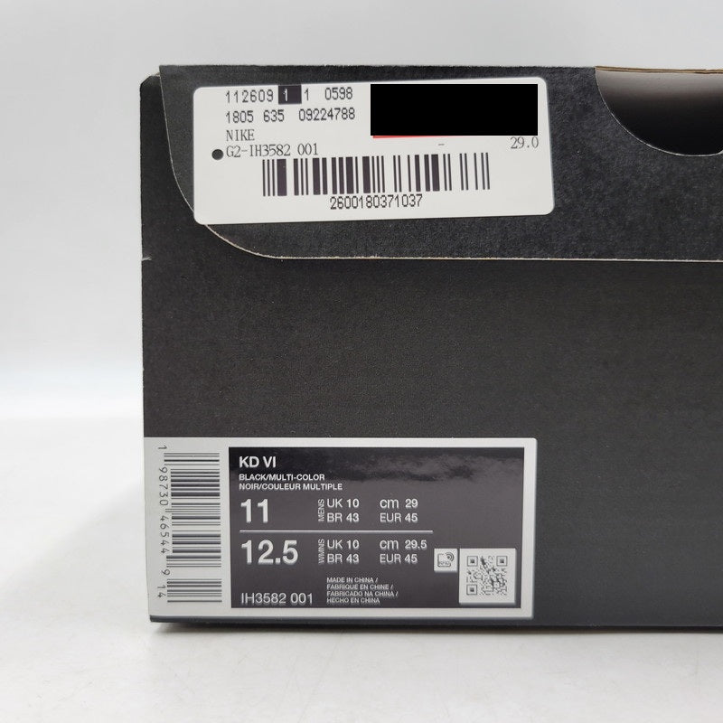 【中古美品】【メンズ】 NIKE ナイキ KD VI IH3582-001 KD 6 スニーカー シューズ 靴 160-260618-as-04-izu サイズ：29cm カラー：BLACK/MULTI-COLOR 万代Net店
