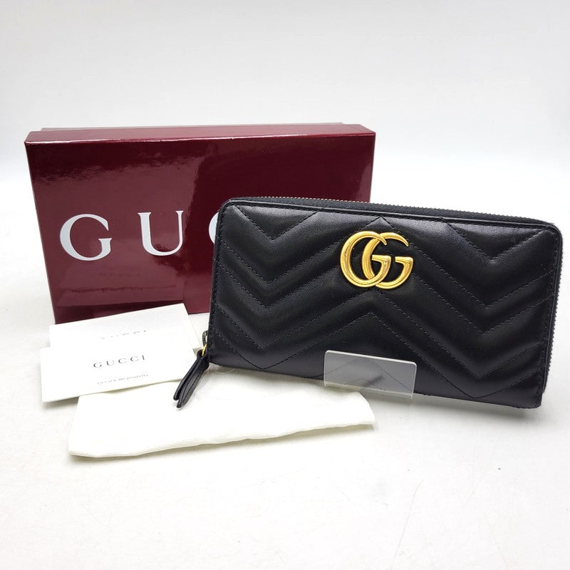 【中古品】【メンズ/レディース】 GUCCI グッチ 443123 GGマーモント ジップアラウンドウォレット 長財布 181-260618-as-03-izu カラー：ブラック 万代Net店