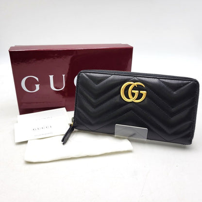【中古品】【メンズ/レディース】 GUCCI グッチ 443123 GGマーモント ジップアラウンドウォレット 長財布 181-260618-as-03-izu カラー：ブラック 万代Net店
