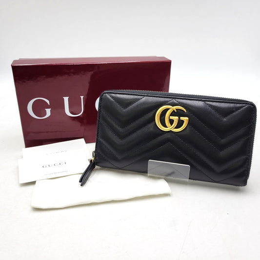 【中古品】【メンズ/レディース】 GUCCI グッチ 443123 GGマーモント ジップアラウンドウォレット 長財布 181-260618-as-03-izu カラー：ブラック 万代Net店