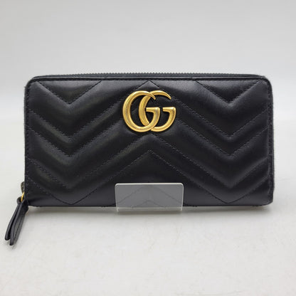 【中古品】【メンズ/レディース】 GUCCI グッチ 443123 GGマーモント ジップアラウンドウォレット 長財布 181-260618-as-03-izu カラー：ブラック 万代Net店