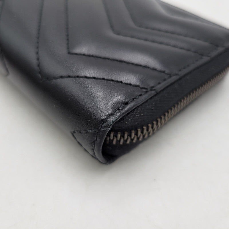 【中古品】【メンズ/レディース】 GUCCI グッチ 443123 GGマーモント ジップアラウンドウォレット 長財布 181-260618-as-03-izu カラー：ブラック 万代Net店