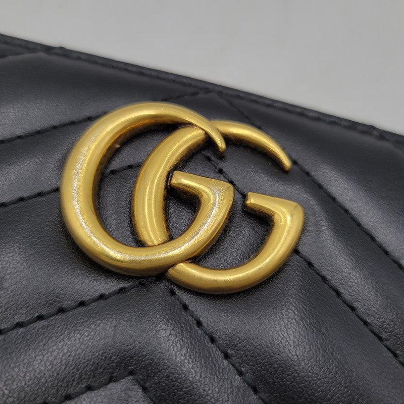 【中古品】【メンズ/レディース】 GUCCI グッチ 443123 GGマーモント ジップアラウンドウォレット 長財布 181-260618-as-03-izu カラー：ブラック 万代Net店