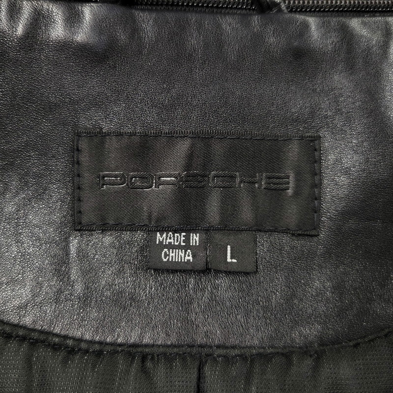 【中古品】【メンズ】 PORSCHE ポルシェ LEATHER JACKET レザージャケット アウター 146-260617-as-01-izu サイズ：L カラー：ブラック 万代Net店