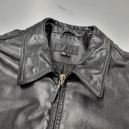 【中古品】【メンズ】 PORSCHE ポルシェ LEATHER JACKET レザージャケット アウター 146-260617-as-01-izu サイズ：L カラー：ブラック 万代Net店