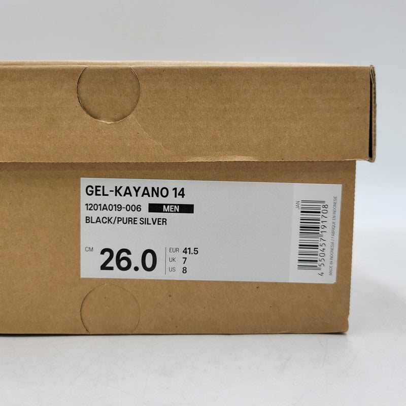 【中古品】【メンズ/レディース】 ASICS アシックス 1201A019-006 GEL-KAYANO 14 ゲル カヤノ スニーカー 靴 162-260617-kh-21-izu サイズ：26 カラー：BLACK/PURE SILVER 万代Net店