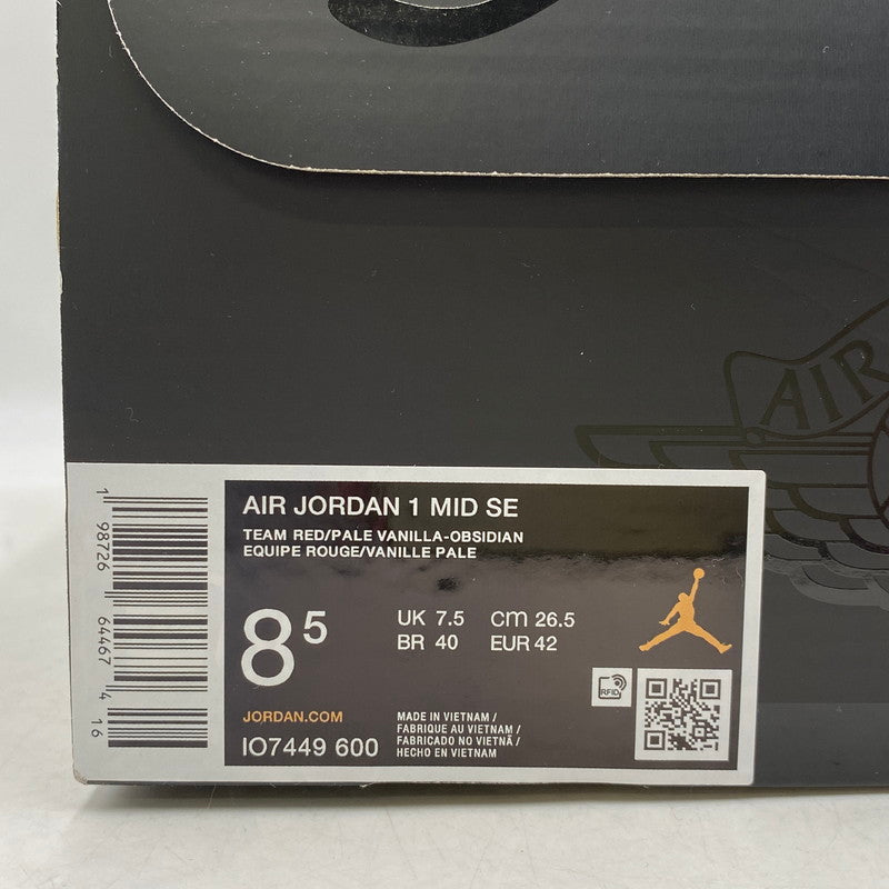 【中古美品】【メンズ】 NIKE ナイキ IO7449-600 AIR JORDAN 1 MID エア ジョーダン ワン ミッド スニーカー シューズ 靴 160-260618-cs-01-izu サイズ：26.5 カラー：TEAM RED/PALE VANILLA-OBSIDIAN 万代Net店