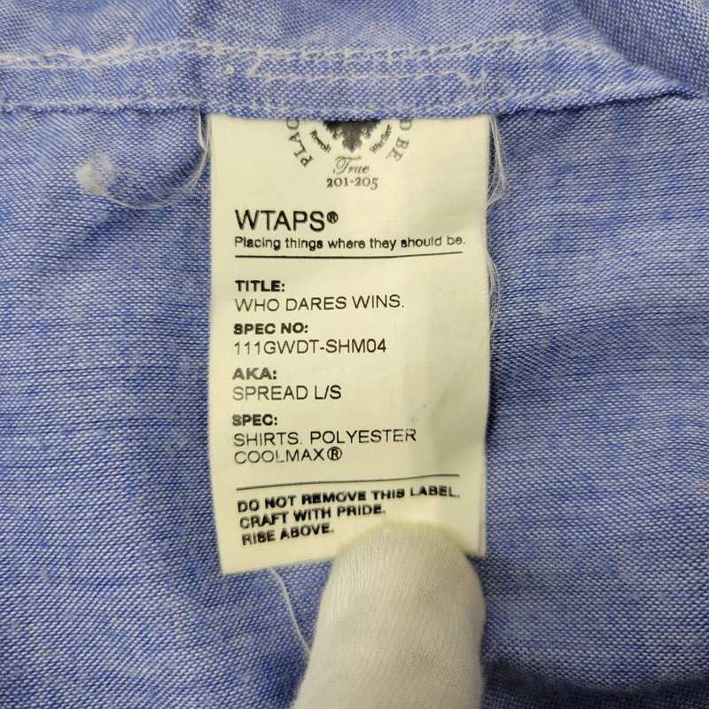 【中古品】【メンズ】 WTAPS ダブルタップス 111GWDT-SHM04 WHO DARES WINS SPREAD LS SHIRT ロングスリーブ シャツ トップス 長袖 142-260710-cs-14-izu サイズ：XL カラー：ブルー 万代Net店