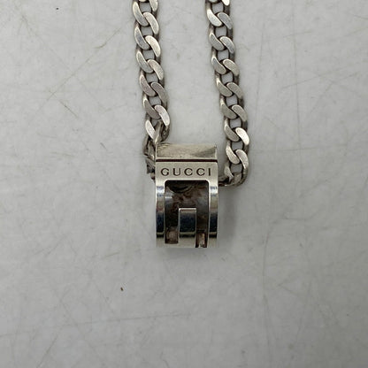 【中古品】【メンズ/レディース】 GUCCI グッチ 925 CUTOUT G RING NECKLACE カットアウト ジー リング ネックレス アクセサリー 182-260618-cs-05-izu カラー：シルバー 万代Net店