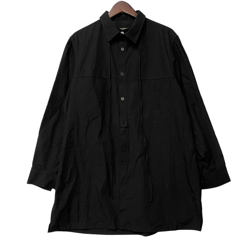 【中古品】【メンズ】 Y'S FOR MAN ワイズフォーメン MJ-B07-017 COTTON BROADCLOTH PANEL SHIRT WITH COLLAR CORD DETAIL コットン ブロードクロス パネル シャツ ウィズ カラー コード ディテール トップス 長袖 140-260618-cs-06-izu サイズ：2 カラー：ブラック 万代Net店