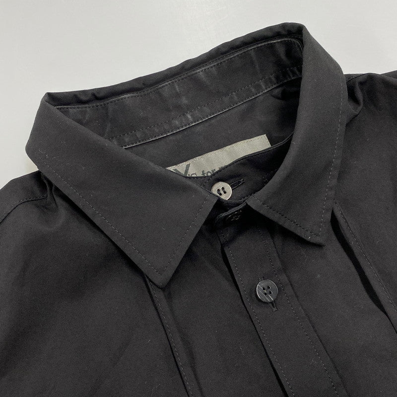 【中古品】【メンズ】 Y'S FOR MAN ワイズフォーメン MJ-B07-017 COTTON BROADCLOTH PANEL SHIRT WITH COLLAR CORD DETAIL コットン ブロードクロス パネル シャツ ウィズ カラー コード ディテール トップス 長袖 140-260618-cs-06-izu サイズ：2 カラー：ブラック 万代Net店
