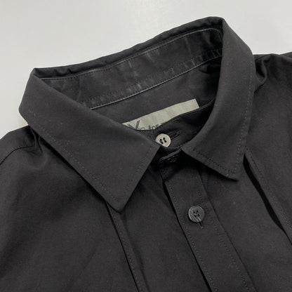【中古品】【メンズ】 Y'S FOR MAN ワイズフォーメン MJ-B07-017 COTTON BROADCLOTH PANEL SHIRT WITH COLLAR CORD DETAIL コットン ブロードクロス パネル シャツ ウィズ カラー コード ディテール トップス 長袖 140-260618-cs-06-izu サイズ：2 カラー：ブラック 万代Net店