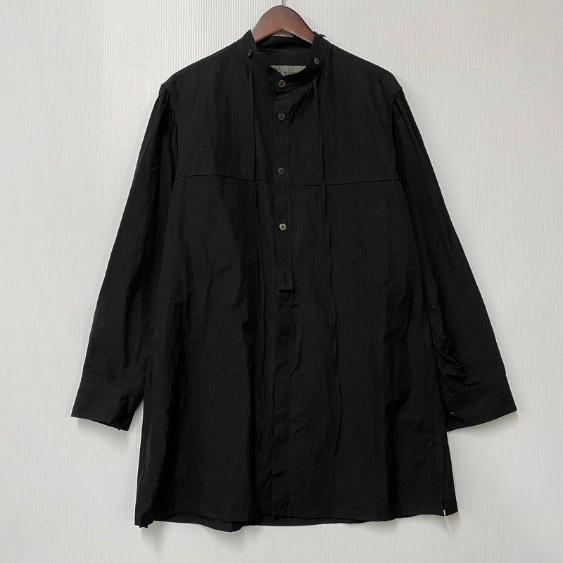 【中古品】【メンズ】 Y'S FOR MAN ワイズフォーメン MJ-B07-017 COTTON BROADCLOTH PANEL SHIRT WITH COLLAR CORD DETAIL コットン ブロードクロス パネル シャツ ウィズ カラー コード ディテール トップス 長袖 140-260618-cs-06-izu サイズ：2 カラー：ブラック 万代Net店