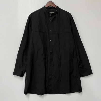 【中古品】【メンズ】 Y'S FOR MAN ワイズフォーメン MJ-B07-017 COTTON BROADCLOTH PANEL SHIRT WITH COLLAR CORD DETAIL コットン ブロードクロス パネル シャツ ウィズ カラー コード ディテール トップス 長袖 140-260618-cs-06-izu サイズ：2 カラー：ブラック 万代Net店