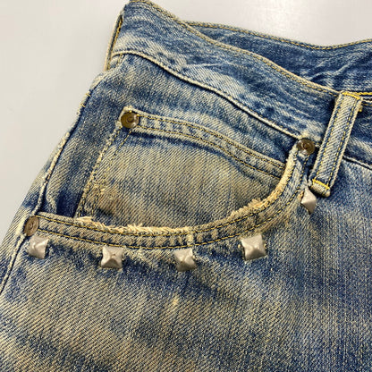 【現状渡し品】【メンズ】 LEE リー 90S REMAKE SIDE ZIP STUDS DAMAGE DENIM PANTS リメイク サイド ジップ スタッズ ダメージ デニム パンツ ボトムス ズボン 157-260619-cs-07-izu サイズ：不明 カラー：インディゴ 万代Net店
