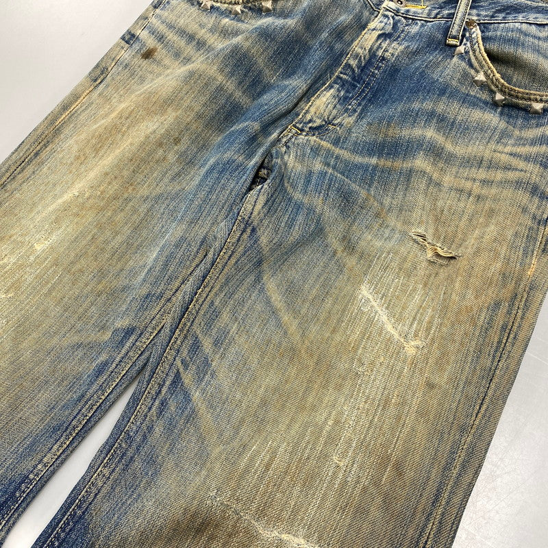 【現状渡し品】【メンズ】 LEE リー 90S REMAKE SIDE ZIP STUDS DAMAGE DENIM PANTS リメイク サイド ジップ スタッズ ダメージ デニム パンツ ボトムス ズボン 157-260619-cs-07-izu サイズ：不明 カラー：インディゴ 万代Net店