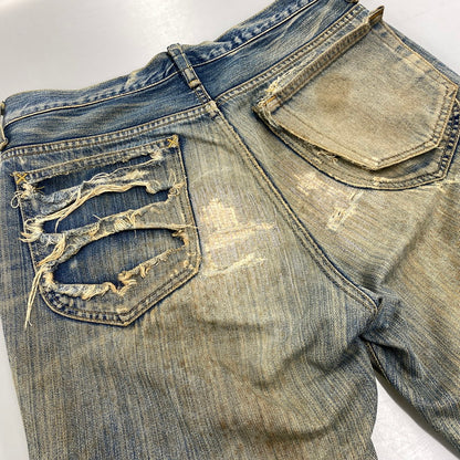 【現状渡し品】【メンズ】 LEE リー 90S REMAKE SIDE ZIP STUDS DAMAGE DENIM PANTS リメイク サイド ジップ スタッズ ダメージ デニム パンツ ボトムス ズボン 157-260619-cs-07-izu サイズ：不明 カラー：インディゴ 万代Net店
