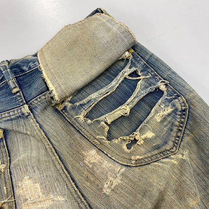 【現状渡し品】【メンズ】 LEE リー 90S REMAKE SIDE ZIP STUDS DAMAGE DENIM PANTS リメイク サイド ジップ スタッズ ダメージ デニム パンツ ボトムス ズボン 157-260619-cs-07-izu サイズ：不明 カラー：インディゴ 万代Net店