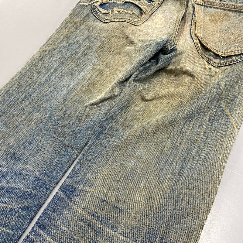 【現状渡し品】【メンズ】 LEE リー 90S REMAKE SIDE ZIP STUDS DAMAGE DENIM PANTS リメイク サイド ジップ スタッズ ダメージ デニム パンツ ボトムス ズボン 157-260619-cs-07-izu サイズ：不明 カラー：インディゴ 万代Net店
