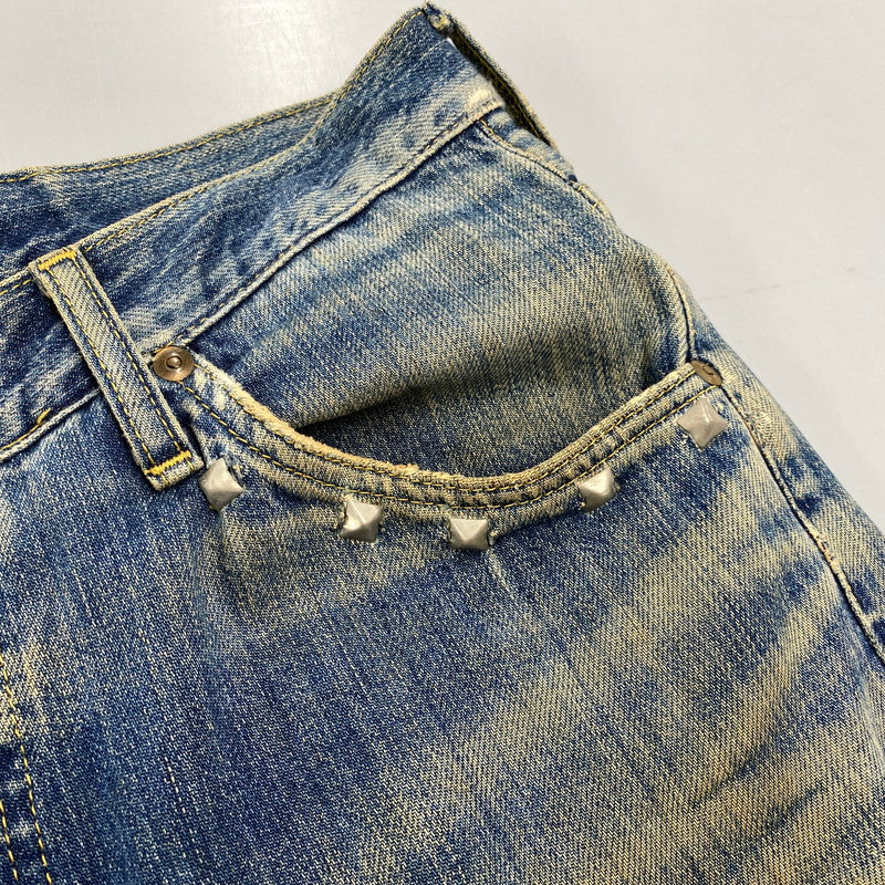 【現状渡し品】【メンズ】 LEE リー 90S REMAKE SIDE ZIP STUDS DAMAGE DENIM PANTS リメイク サイド ジップ スタッズ ダメージ デニム パンツ ボトムス ズボン 157-260619-cs-07-izu サイズ：不明 カラー：インディゴ 万代Net店