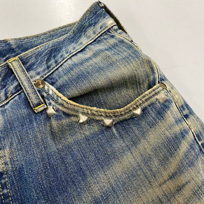 【現状渡し品】【メンズ】 LEE リー 90S REMAKE SIDE ZIP STUDS DAMAGE DENIM PANTS リメイク サイド ジップ スタッズ ダメージ デニム パンツ ボトムス ズボン 157-260619-cs-07-izu サイズ：不明 カラー：インディゴ 万代Net店