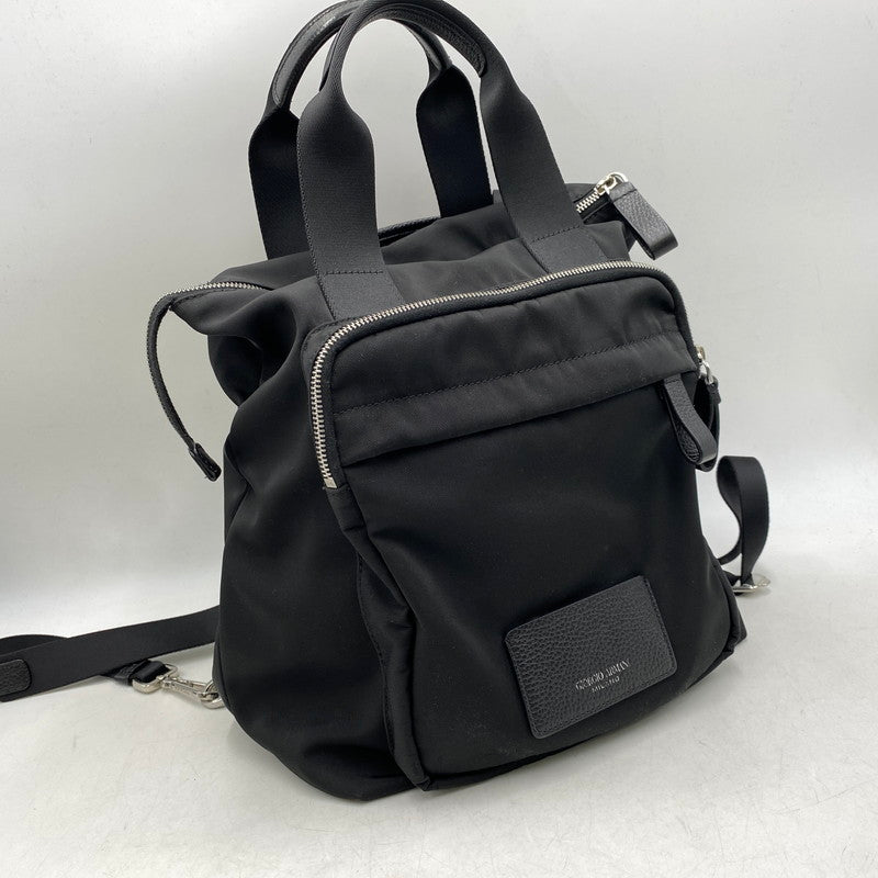 【中古品】【メンズ/レディース】 GIORGIO ARMANI ジョルジオアルマーニ GRAZIE 2WAY NYLON BACK PACK グラツィエ ツーウェイ ナイロン バックパック カバン 鞄 188-260619-cs-08-izu カラー：ブラック 万代Net店