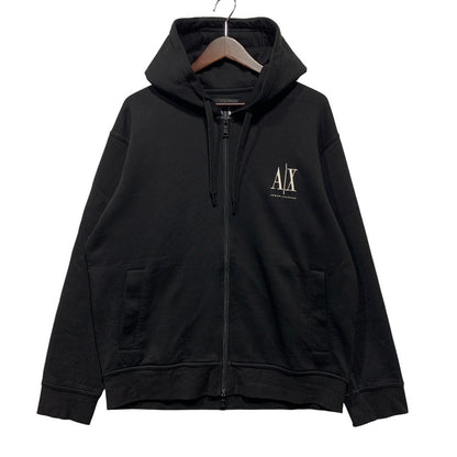 【中古品】【メンズ】 ARMANI EXCHANGE アルマーニエクスチェンジ LOGO ZIPUP HOODED SWEAT SHIRT XM000371 AF10818 ロゴ ジップアップ パーカー 141-260629-as-16-izu サイズ：S カラー：ブラック 万代Net店