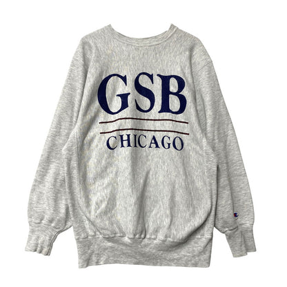 【中古品】【メンズ】 CHAMPION チャンピオン USA製 染み込みプリント 刺繍タグ 90S GSB REVERSE WEAVE SWEATSHIRT リバースウィーブ スウェットシャツ トップス 長袖 146-260623-ya-07-izu サイズ：XXL カラー：アッシュグレー 万代Net店
