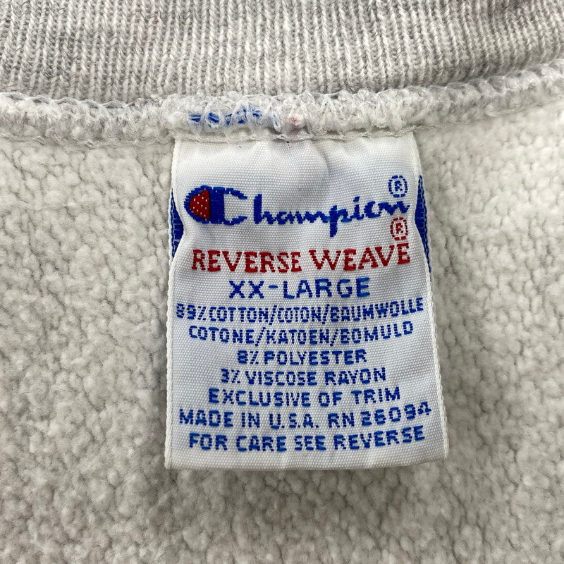 【中古品】【メンズ】 CHAMPION チャンピオン USA製 染み込みプリント 刺繍タグ 90S GSB REVERSE WEAVE SWEATSHIRT リバースウィーブ スウェットシャツ トップス 長袖 146-260623-ya-07-izu サイズ：XXL カラー：アッシュグレー 万代Net店