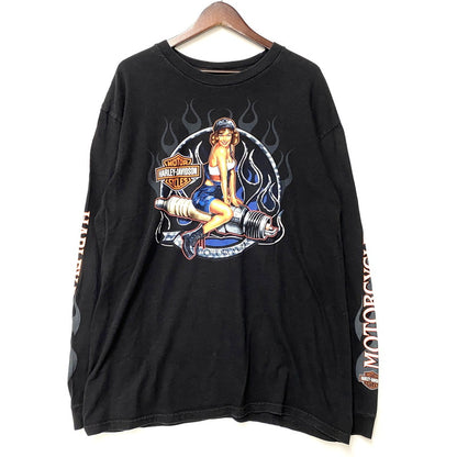 【中古品】【メンズ】 HARLEY-DAVIDSON ハーレーダビッドソン PIN-UP GIRL ピンナップガール LS TEE ロングスリーブ Tシャツ トップス 長袖 146-260623-ya-03-izu サイズ：XL カラー：ブラック 万代Net店