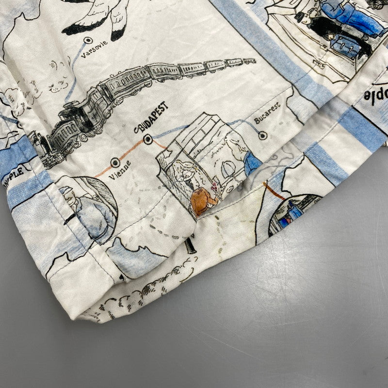 【中古品】【メンズ】 PORTER CLASSIC ポータークラシック ALOHA SHIRT TRAIN アロハシャツ トレイン オリエント急行 トップス 半袖 140-260623-ya-01-izu サイズ：XL カラー：ホワイト系 万代Net店