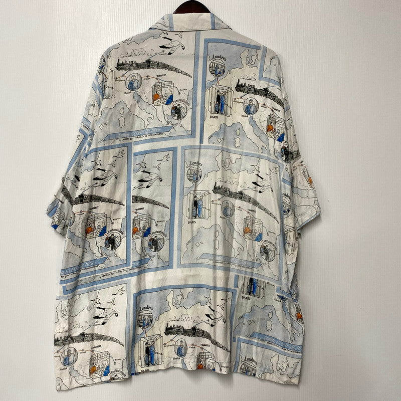 【中古品】【メンズ】 PORTER CLASSIC ポータークラシック ALOHA SHIRT TRAIN アロハシャツ トレイン オリエント急行 トップス 半袖 140-260623-ya-01-izu サイズ：XL カラー：ホワイト系 万代Net店