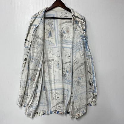 【中古品】【メンズ】 PORTER CLASSIC ポータークラシック ALOHA SHIRT TRAIN アロハシャツ トレイン オリエント急行 トップス 半袖 140-260623-ya-01-izu サイズ：XL カラー：ホワイト系 万代Net店