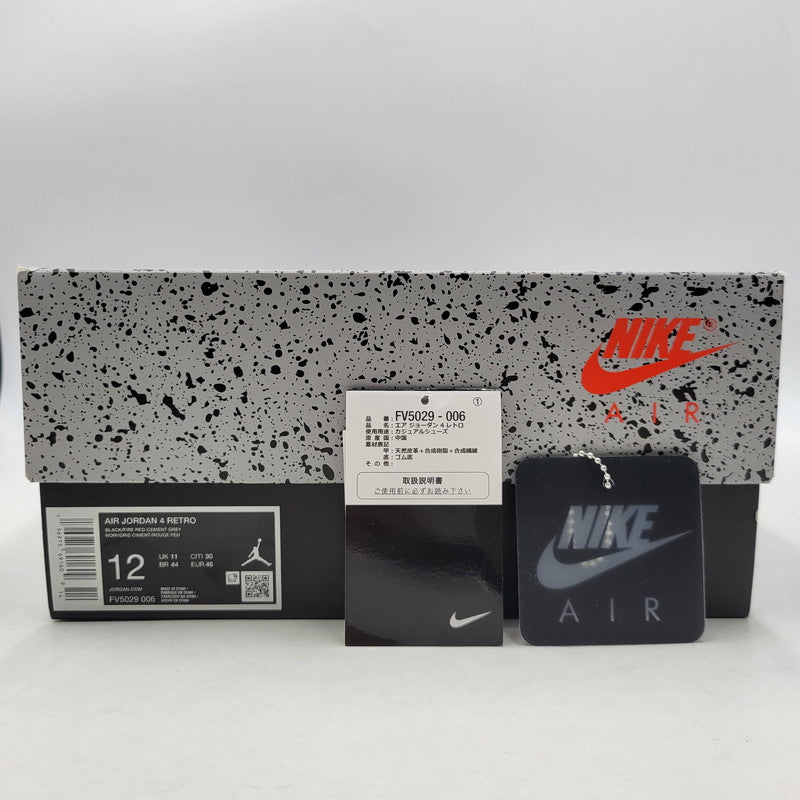 【中古品】【メンズ】 NIKE ナイキ AIR JORDAN 4 RETRO FV5029-006 エア ジョーダン 4 レトロ スニーカー シューズ 靴 160-260623-as-20-izu サイズ：30cm カラー：BLACK/FIRE RED-CEMENT GREY 万代Net店