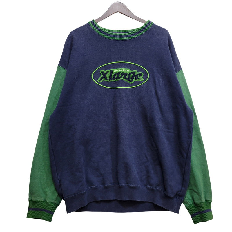 【中古品】【メンズ】 XLARGE エクストララージ 101223012011 RETRO CREWNECK SWEAT レトロ クルーネック スウェット トップス 長袖 142-260710-cs-16-izu サイズ：L カラー：ネイビー 万代Net店