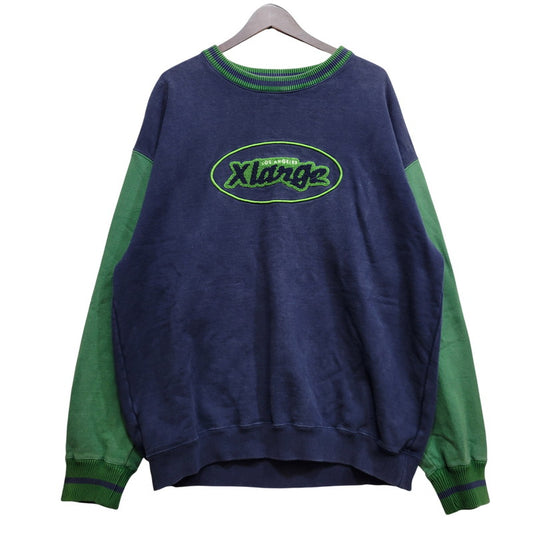 【中古品】【メンズ】 XLARGE エクストララージ 101223012011 RETRO CREWNECK SWEAT レトロ クルーネック スウェット トップス 長袖 142-260710-cs-16-izu サイズ：L カラー：ネイビー 万代Net店