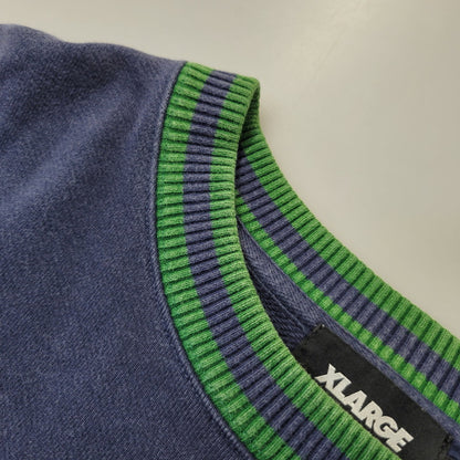 【中古品】【メンズ】 XLARGE エクストララージ 101223012011 RETRO CREWNECK SWEAT レトロ クルーネック スウェット トップス 長袖 142-260710-cs-16-izu サイズ：L カラー：ネイビー 万代Net店