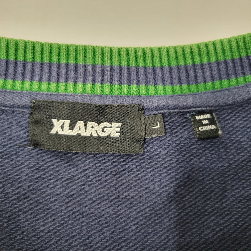 【中古品】【メンズ】 XLARGE エクストララージ 101223012011 RETRO CREWNECK SWEAT レトロ クルーネック スウェット トップス 長袖 142-260710-cs-16-izu サイズ：L カラー：ネイビー 万代Net店