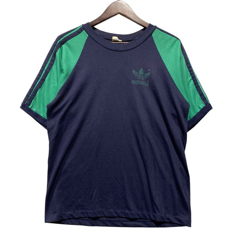 【中古品】【メンズ】 ADIDAS アディダス USA製 3LINE RAGLAN TEE 3ライン ラグラン Tシャツ トップス 146-260630-kh-12-izu サイズ：L カラー：ネイビー×グリーン 万代Net店