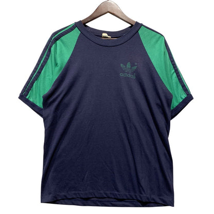 【中古品】【メンズ】 ADIDAS アディダス USA製 3LINE RAGLAN TEE 3ライン ラグラン Tシャツ トップス 146-260630-kh-12-izu サイズ：L カラー：ネイビー×グリーン 万代Net店