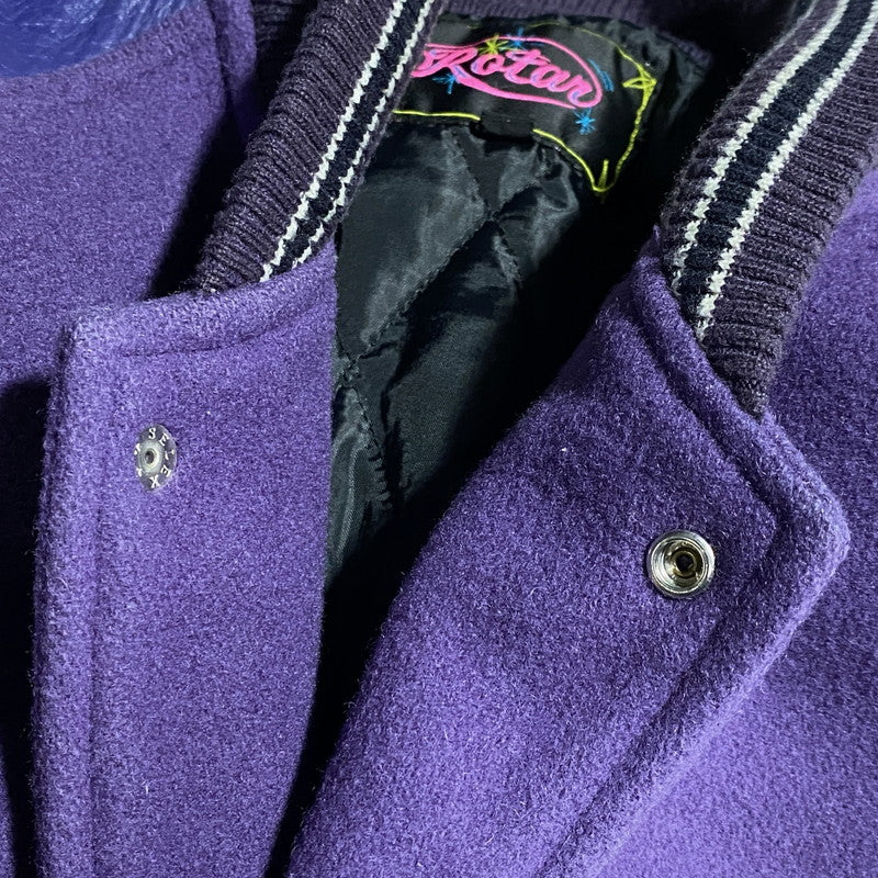 【中古品】【メンズ】 ROTAR ローター WOOL LEATHER STADIUM JACKET ウール レザー スタジアムジャケット スタジャン アウター 142-260623-as-10-izu サイズ：M カラー：パープル系 万代Net店