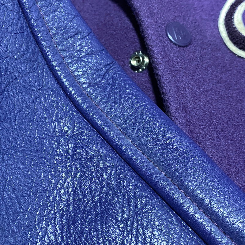 【中古品】【メンズ】 ROTAR ローター WOOL LEATHER STADIUM JACKET ウール レザー スタジアムジャケット スタジャン アウター 142-260623-as-10-izu サイズ：M カラー：パープル系 万代Net店