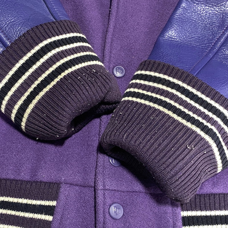 【中古品】【メンズ】 ROTAR ローター WOOL LEATHER STADIUM JACKET ウール レザー スタジアムジャケット スタジャン アウター 142-260623-as-10-izu サイズ：M カラー：パープル系 万代Net店