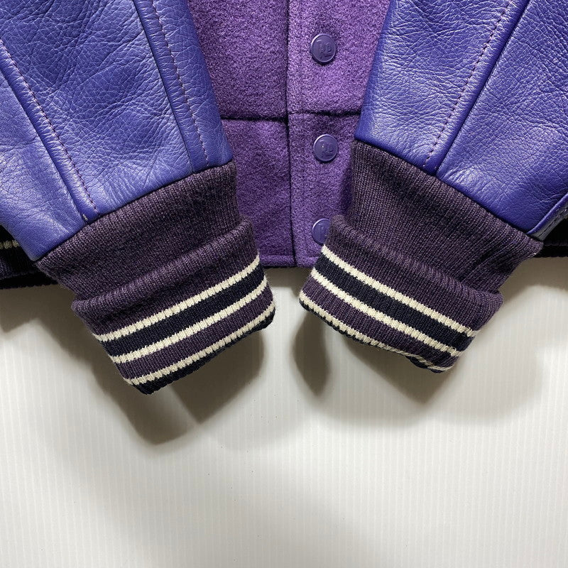 【中古品】【メンズ】 ROTAR ローター WOOL LEATHER STADIUM JACKET ウール レザー スタジアムジャケット スタジャン アウター 142-260623-as-10-izu サイズ：M カラー：パープル系 万代Net店