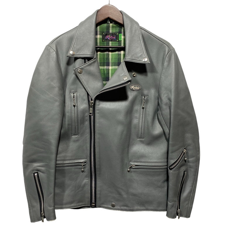 【中古品】【メンズ】 ROTAR ローター GREEN CHECK LINER DOUBLE RIDERS JACKET グリーンチェックライナー ダブルライダースジャケット 142-260623-as-09-izu サイズ：M カラー：グレー 万代Net店