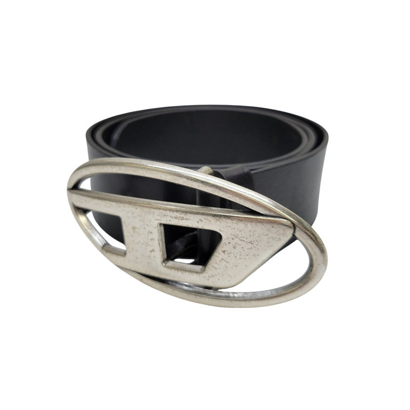 【中古品】【メンズ】 DIESEL ディーゼル X08516 B-1DR COWLEATHER DLOGO BUCKLE BELT カウレザー ディーロゴ バックル ベルト 服飾雑貨 205-260622-cs-10-izu サイズ：80/W32 カラー：ブラック×シルバー 万代Net店