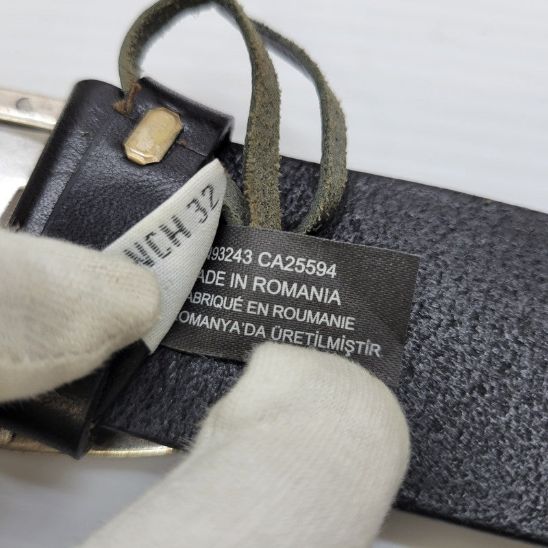 【中古品】【メンズ】 DIESEL ディーゼル X08516 B-1DR COWLEATHER DLOGO BUCKLE BELT カウレザー ディーロゴ バックル ベルト 服飾雑貨 205-260622-cs-10-izu サイズ：80/W32 カラー：ブラック×シルバー 万代Net店