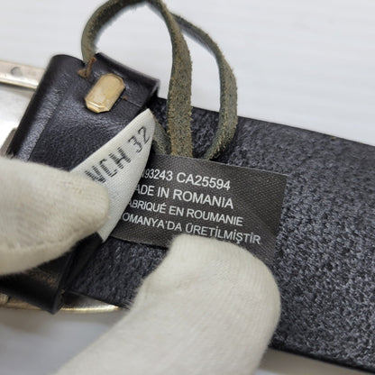 【中古品】【メンズ】 DIESEL ディーゼル X08516 B-1DR COWLEATHER DLOGO BUCKLE BELT カウレザー ディーロゴ バックル ベルト 服飾雑貨 205-260622-cs-10-izu サイズ：80/W32 カラー：ブラック×シルバー 万代Net店