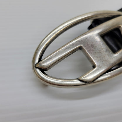 【中古品】【メンズ】 DIESEL ディーゼル X08516 B-1DR COWLEATHER DLOGO BUCKLE BELT カウレザー ディーロゴ バックル ベルト 服飾雑貨 205-260622-cs-10-izu サイズ：80/W32 カラー：ブラック×シルバー 万代Net店
